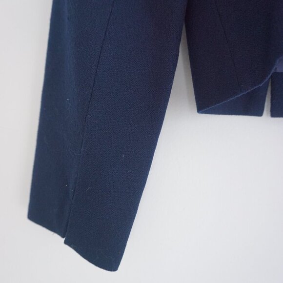 Pendleton Navy 100% Virgin Wool Cropped Button Up Jacket Blazer Petite - Picture 13 of 13